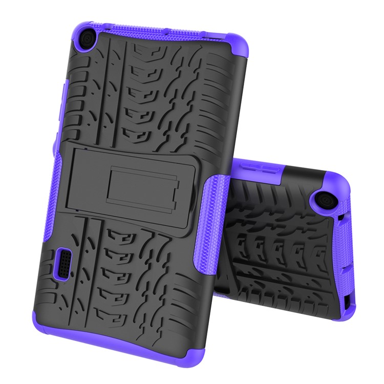 2-in-1 Tyre Pattern PC TPU Hybrid Case with Kickstand for Huawei MediaPad T3 7.0 Wi-Fi (BG2-W09) - Purple-2