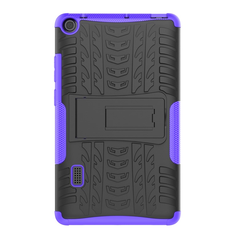 2-in-1 Tyre Pattern PC TPU Hybrid Case with Kickstand for Huawei MediaPad T3 7.0 Wi-Fi (BG2-W09) - Purple-4