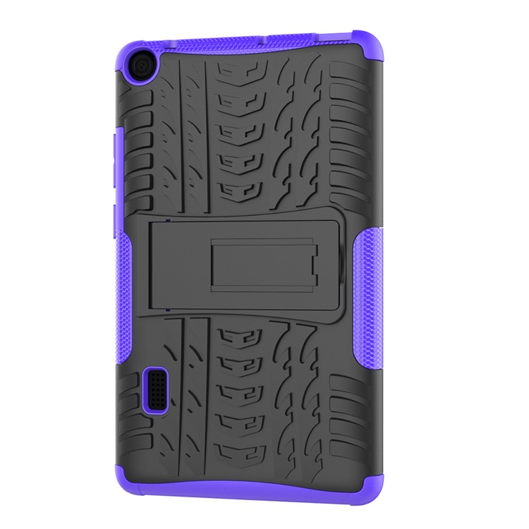 2-in-1 Tyre Pattern PC TPU Hybrid Case with Kickstand for Huawei MediaPad T3 7.0 Wi-Fi (BG2-W09) - Purple-5