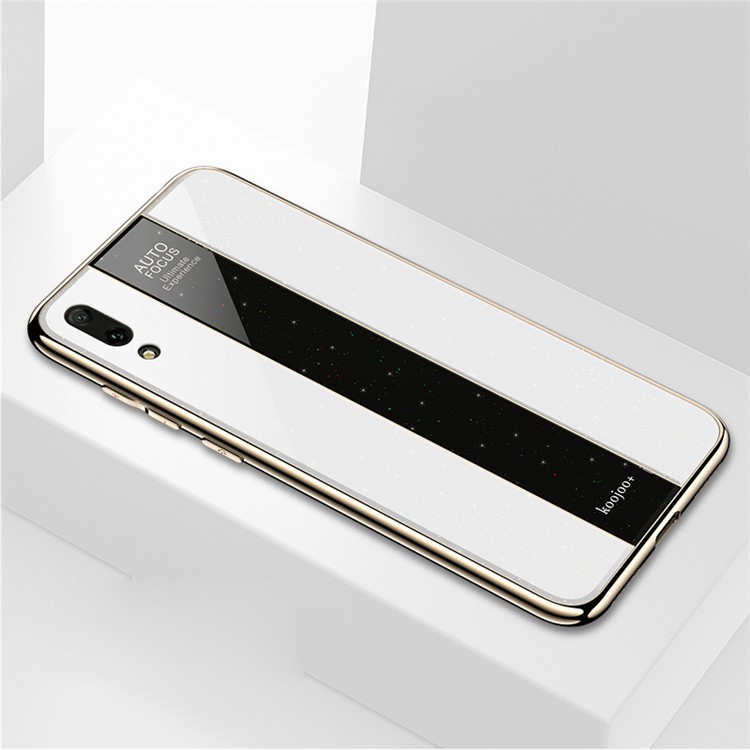 Luxurious Phone Cover Case for Huawei Enjoy 9/Y7 Pro PC + TPU Hybrid Shell - White