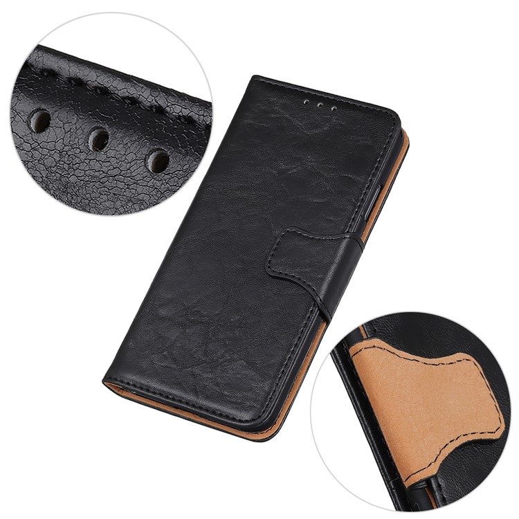 Crazy Horse Split Leather Protector Cover for Huawei Y6 (2019) - Black-9