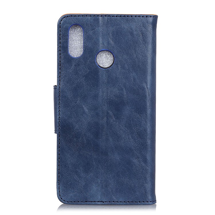 Crazy Horse Split Leather Protector Cover for Huawei Y6 (2019, with Fingerprint Sensor) / Y6 Prime (2019) - Blue-11