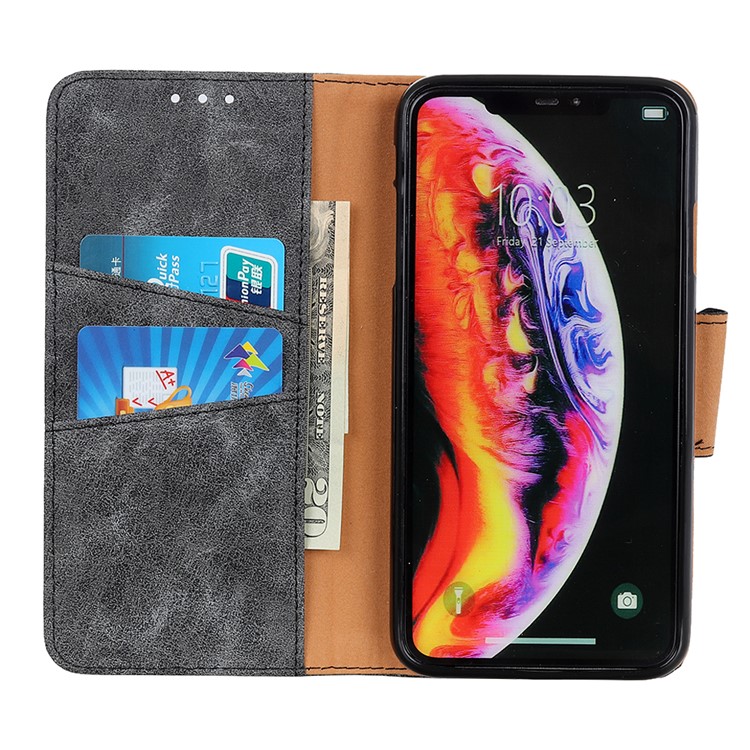 Vintage Style Wallet Stand Split Leather Phone Case for Huawei Y6 (2019) - Grey-8