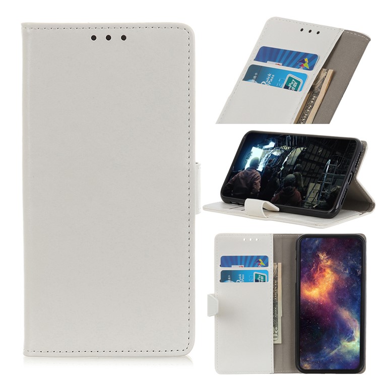 Crazy Horse Texture Wallet Leather Protective Cover for Huawei Y6 (2019) - White-1