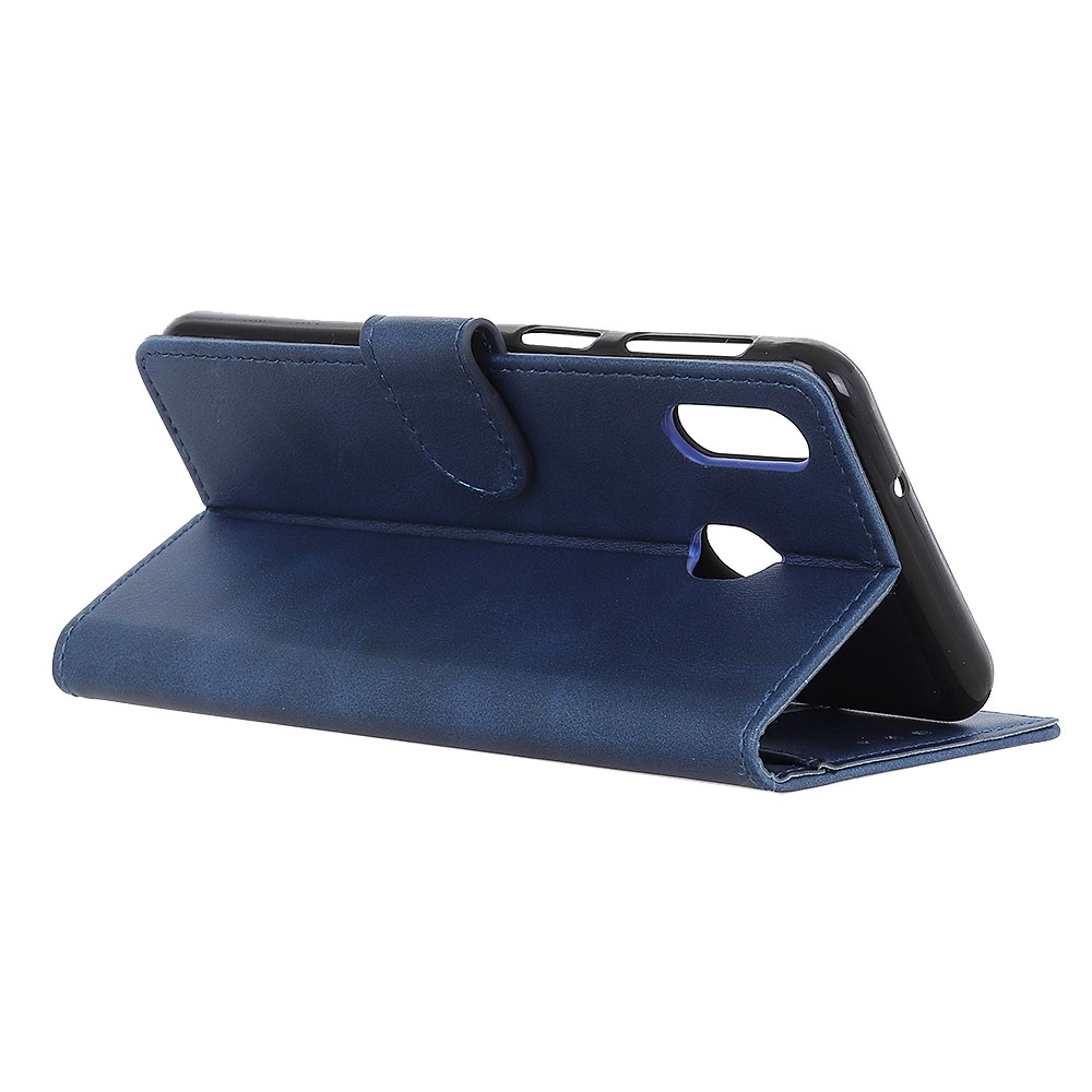 Matte PU Leather Stand Case Magnetic Mobile Shell for Huawei Y6 (2019, with Fingerprint Sensor) / Y6 Prime (2019) - Blue-10