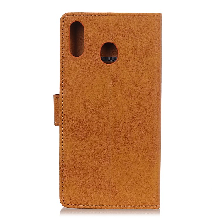 Matte PU Leather Stand Case Magnetic Mobile Shell for Huawei Y6 (2019, with Fingerprint Sensor) / Y6 Prime (2019) - Brown-11