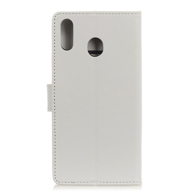 Litchi Skin PU Leather Wallet Case for Huawei Y6 (2019, with Fingerprint Sensor) / Y6 Prime (2019) - White-11