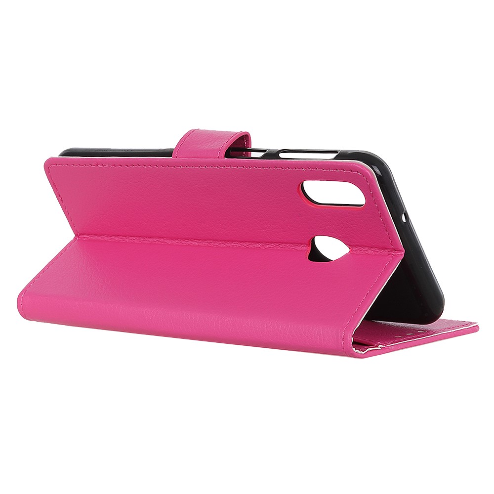Litchi Skin PU Leather Wallet Case for Huawei Y6 (2019, with Fingerprint Sensor) / Y6 Prime (2019) - Rose-10