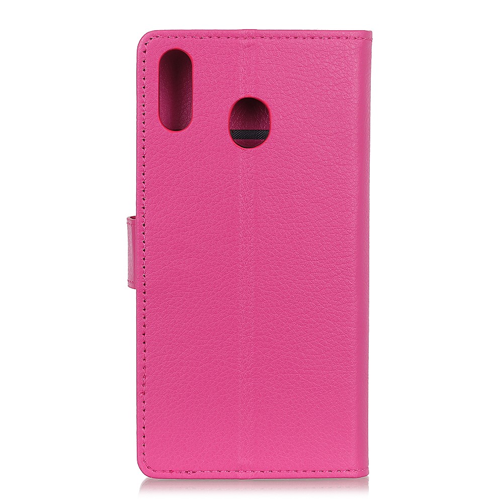 Litchi Skin PU Leather Wallet Case for Huawei Y6 (2019, with Fingerprint Sensor) / Y6 Prime (2019) - Rose-11