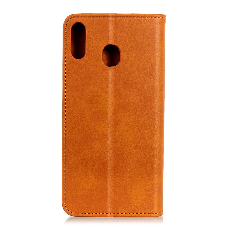Auto-absorbed Split Leather Cell Phone Case for Huawei Y6 (2019, with Fingerprint Sensor) / Y6 Prime (2019) - Brown-7