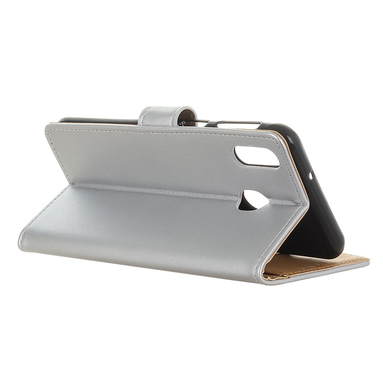 Wallet Stand Leather Protective Case for Huawei Y6 (2019, with Fingerprint Sensor) / Y6 Prime (2019) - Silver-10