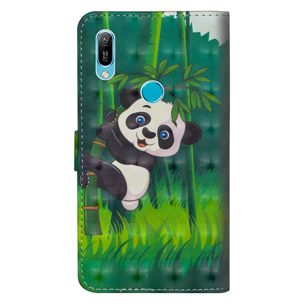 Light Spot Decor Patterned Leather Wallet Case for Huawei Y6 (2019, with Fingerprint Sensor) / Y6 Prime (2019) - Panda-4