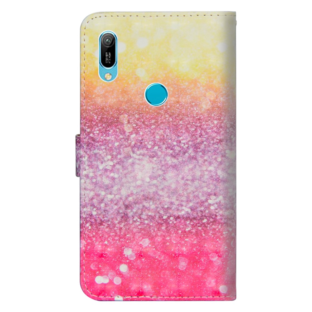 Light Spot Decor Patterned Leather Wallet Case for Huawei Y6 (2019, with Fingerprint Sensor) / Y6 Prime (2019) - Colorized Pattern-4