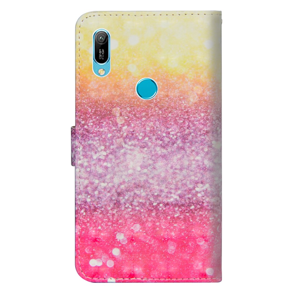 Étui de Portefeuille en Cuir à Motifs Légers Pour Huawei Y6 (2019, Avec Capteur D'empreintes Digitales) / Y6 Prime (2019) - Motif Colorisé-4