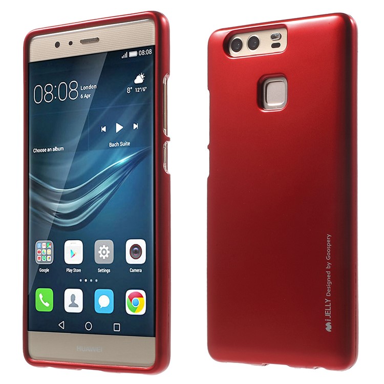 MERCURY GOOSPERY i JELLY for Huawei P9 Metallic Finish TPU Back Case - Red-1