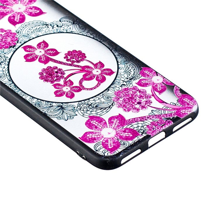 Embossment Lace Flower PC TPU Combo Mobile Phone Case for Huawei Enjoy 9 / Y7 Pro (2019) - Pink Flower-2