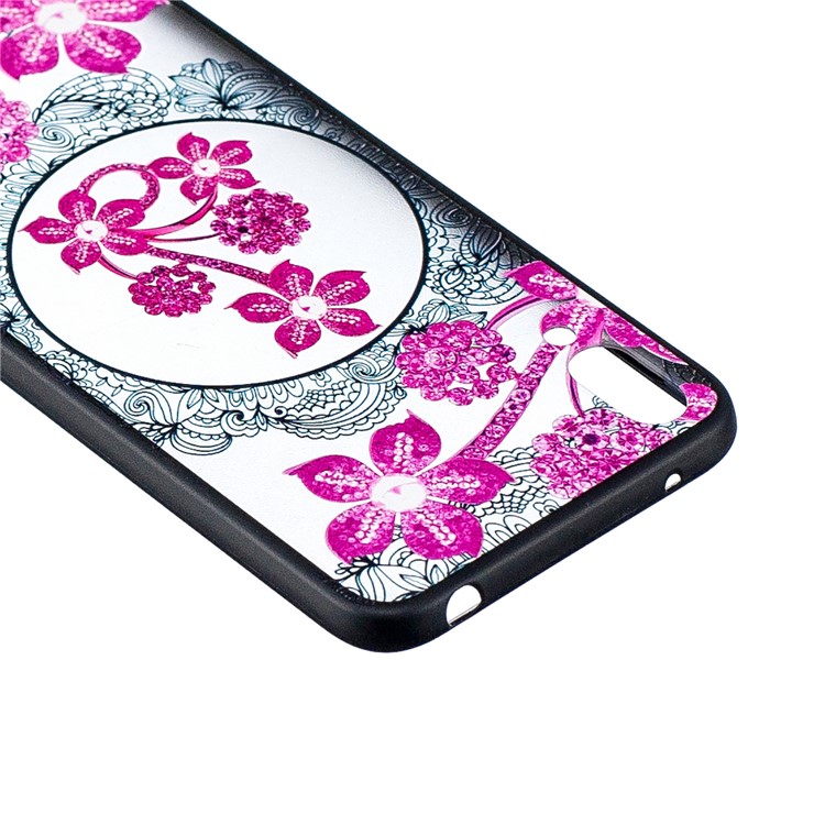 Embossment Lace Flower PC TPU Combo Mobile Phone Case for Huawei Enjoy 9 / Y7 Pro (2019) - Pink Flower-3
