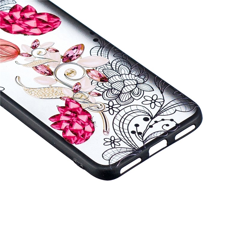 Embossment Lace Flower PC TPU Combo Mobile Phone Case for Huawei Enjoy 9 / Y7 Pro (2019) - Vivid Flower-2