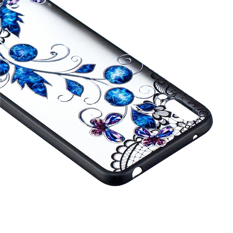 Embossment Lace Flower PC TPU Combo Mobile Phone Case for Huawei Enjoy 9 / Y7 Pro (2019) - Butterfly and Floret-3