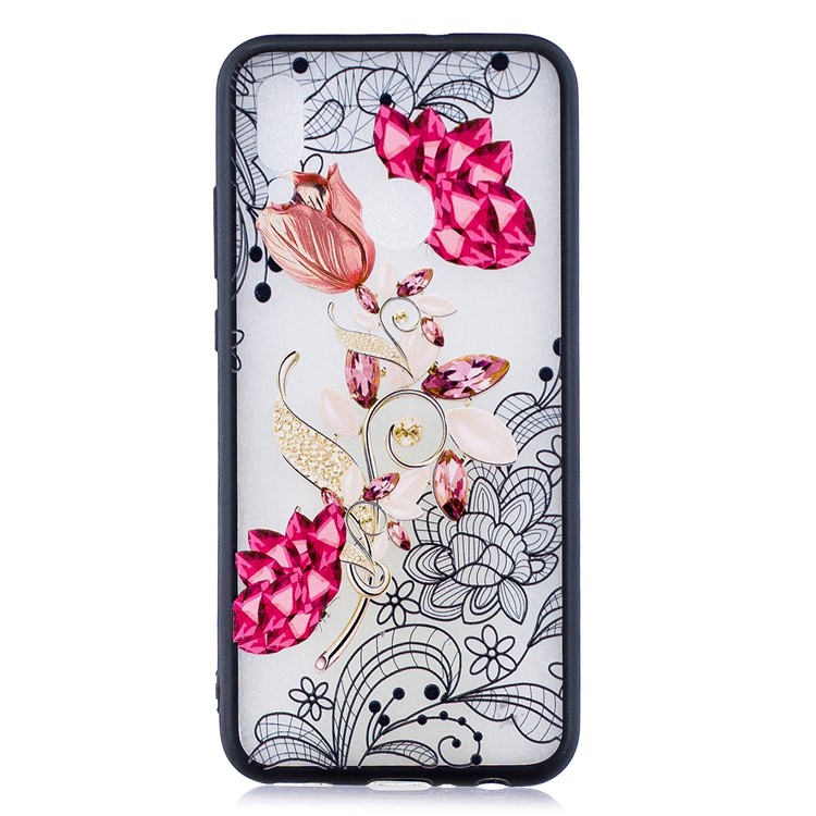 Embossment Lace Flower PC TPU Combo Mobile Phone Case for Huawei P Smart (2019) - Vivid Flower-1