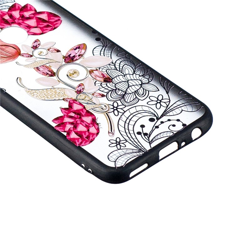 Embossment Lace Flower PC TPU Combo Mobile Phone Case for Huawei P Smart (2019) - Vivid Flower-2