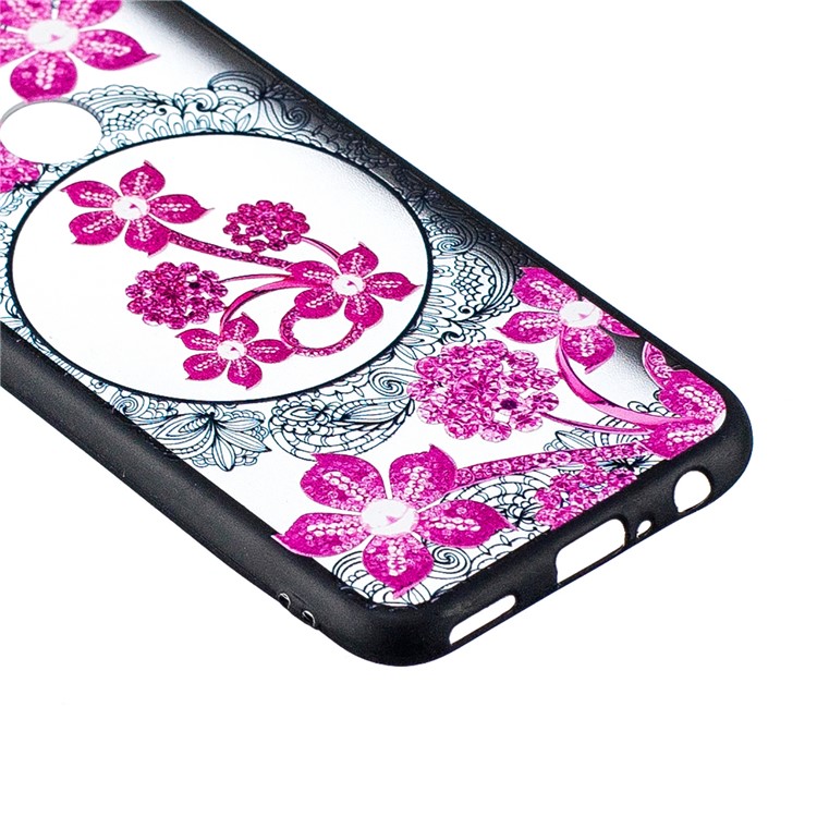Embossment Lace Flower PC TPU Combo Mobile Phone Case for Huawei P Smart (2019) - Pink Flower-2