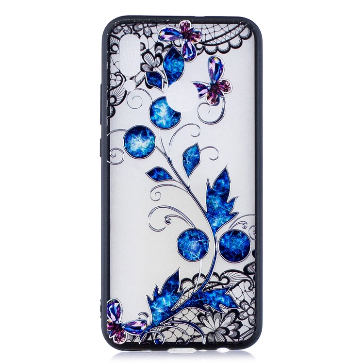 Embossment Lace Flower PC TPU Combo Mobile Phone Case for Huawei P Smart (2019) - Butterfly and Floret-1