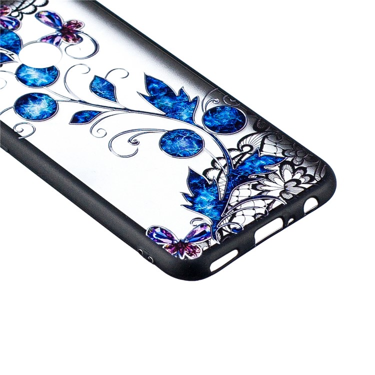 Embossment Lace Flower PC TPU Combo Mobile Phone Case for Huawei P Smart (2019) - Butterfly and Floret-2