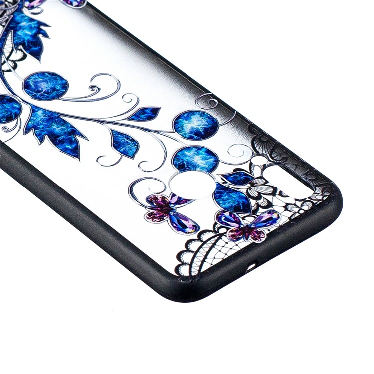Embossment Lace Flower PC TPU Combo Mobile Phone Case for Huawei P Smart (2019) - Butterfly and Floret-3