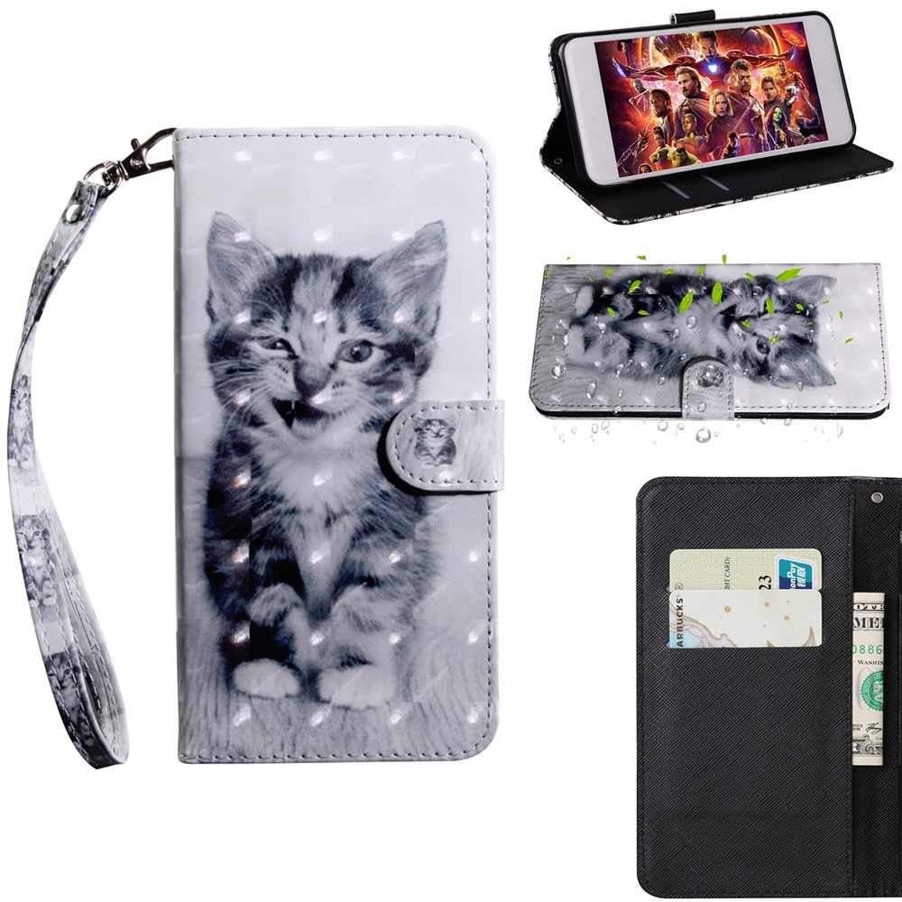 Leichte Stelle Dekor Gemustert Leder Brieftasche Hülle Für Huawei P30 Lite New Edition/P30 Lite/nova 4e - Liebenswerte Katze