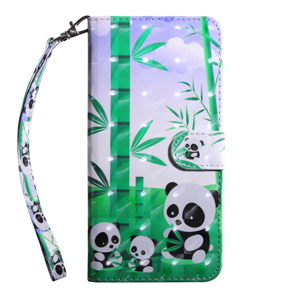 Caixa de Suporte de Couro Com Decoração de Ponto Leve Para Huawei P30 Lite New Edition/P30 Lite/nova 4e - Pandas-2