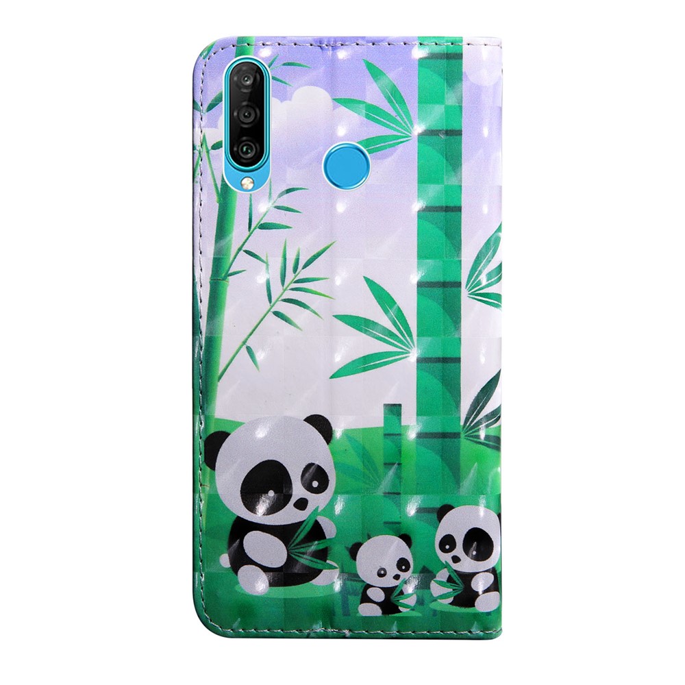 Étui de Support de Portefeuille en Cuir à Motifs Légers Pour Huawei P30 Lite Nouvelle Édition / P30 Lite / Nova 4e - Pandas-3