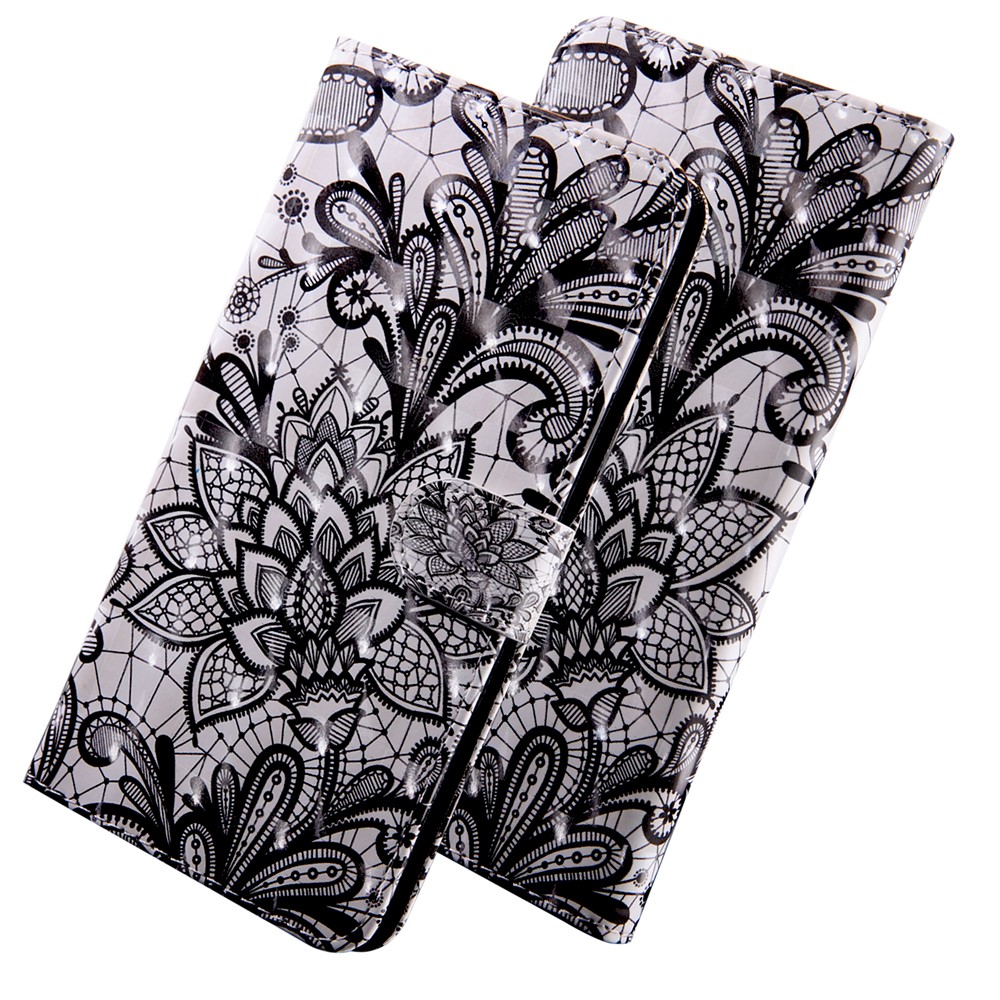 Light Spot Decor Patterned Leather Wallet Stand Case for Huawei P30 Lite New Edition/P30 Lite/nova 4e - Lace Flower-4