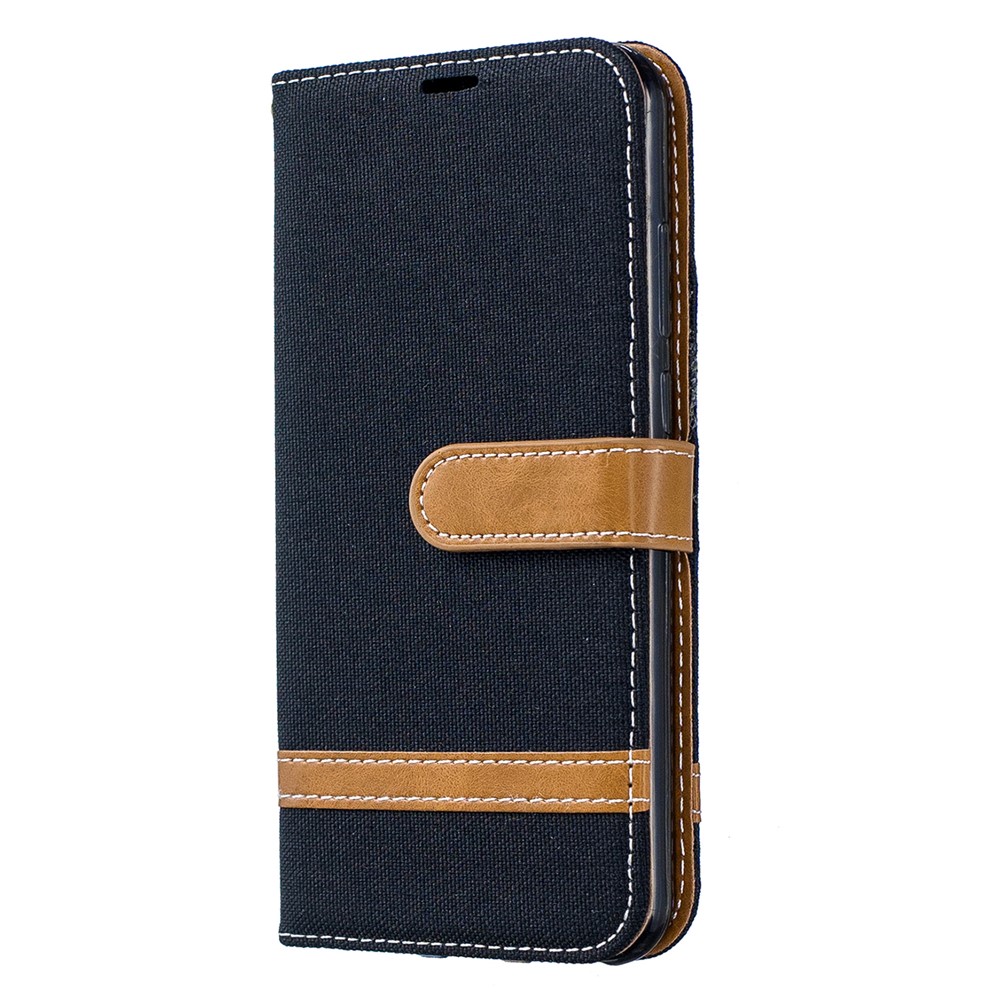 Two-tone Jean Cloth PU Leather Mobile Case for Huawei Y6 (2019, with Fingerprint Sensor) / Y6 Prime (2019) - Black-2