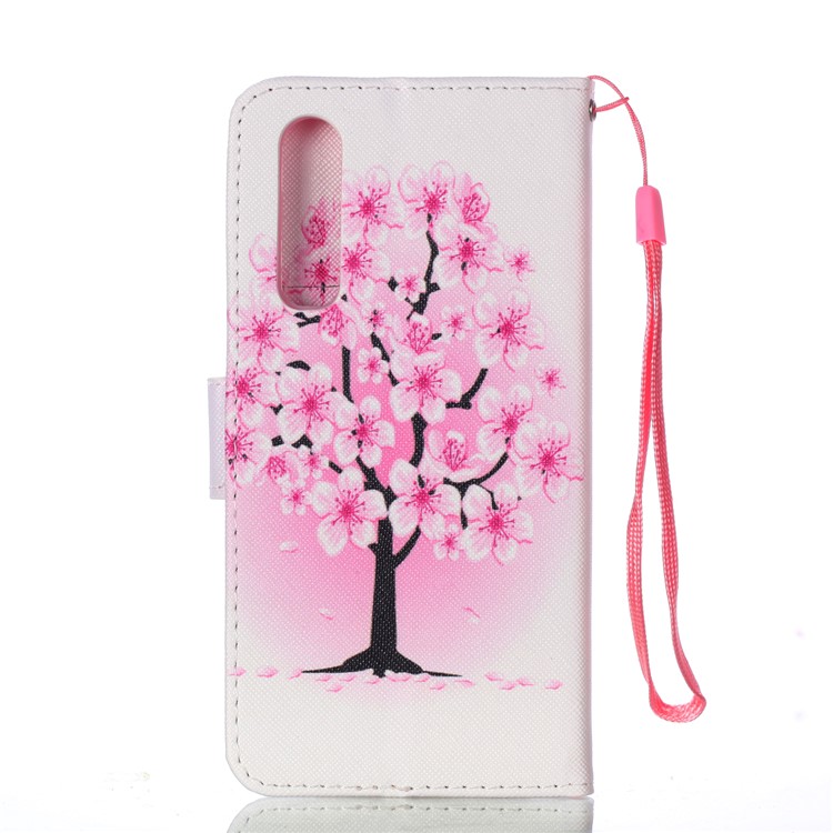 Pattern Printing Wallet Stand Leather Protective Cover for Huawei P30 -Pink Flower-3