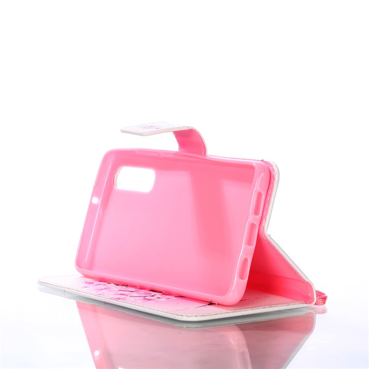 Pattern Printing Wallet Stand Leather Protective Cover for Huawei P30 -Pink Flower-5