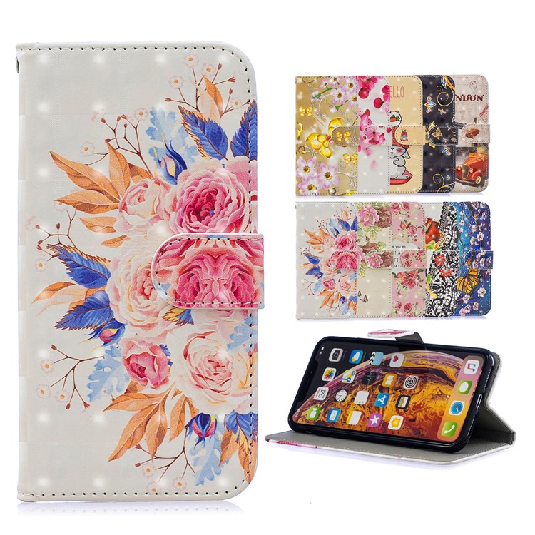 For Huawei P30 Light Spot Decor Pattern Printing Wallet Leather Cover - Vivid Flowers-10