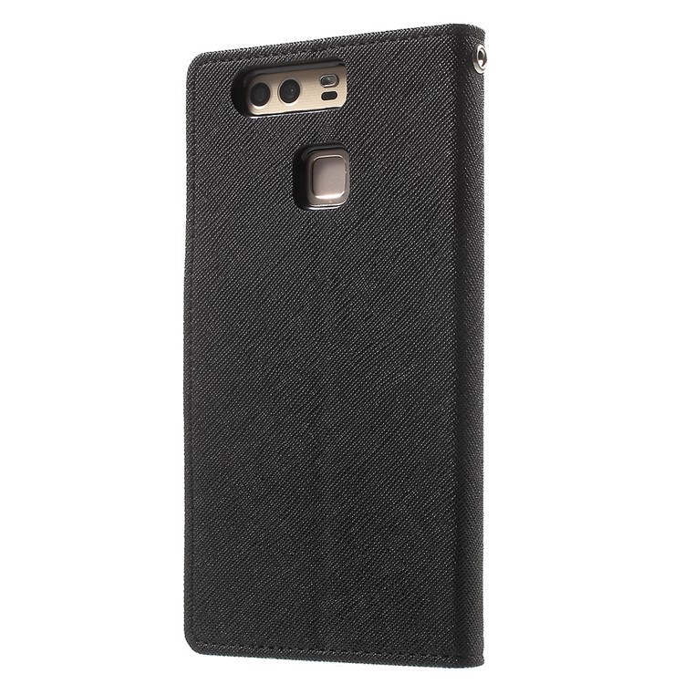 MERCURY GOOSPERY Leather Wallet Cover for Huawei P9 - Black-2