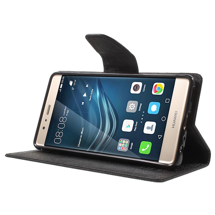 MERCURY GOOSPERY Leather Wallet Cover for Huawei P9 - Black-3