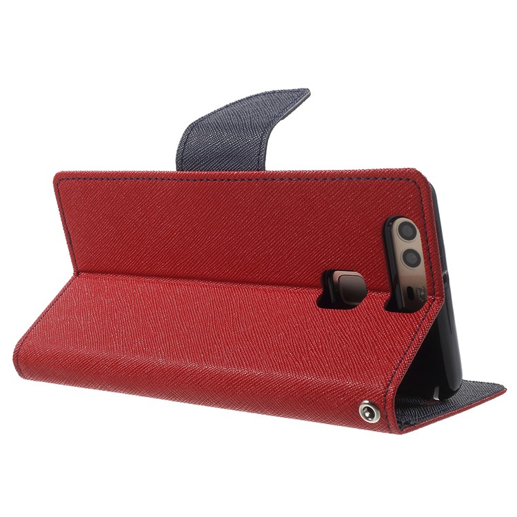 MERCURY GOOSPERY Leather Wallet Case for Huawei P9 - Red-4