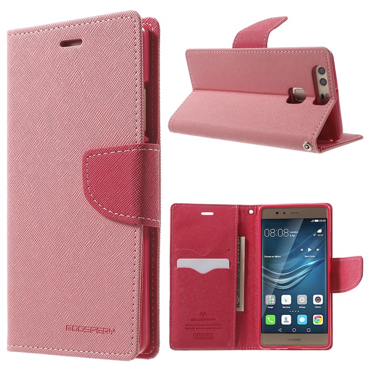 MERCURY GOOSPERY Leather Wallet Cover for Huawei P9 - Pink-1