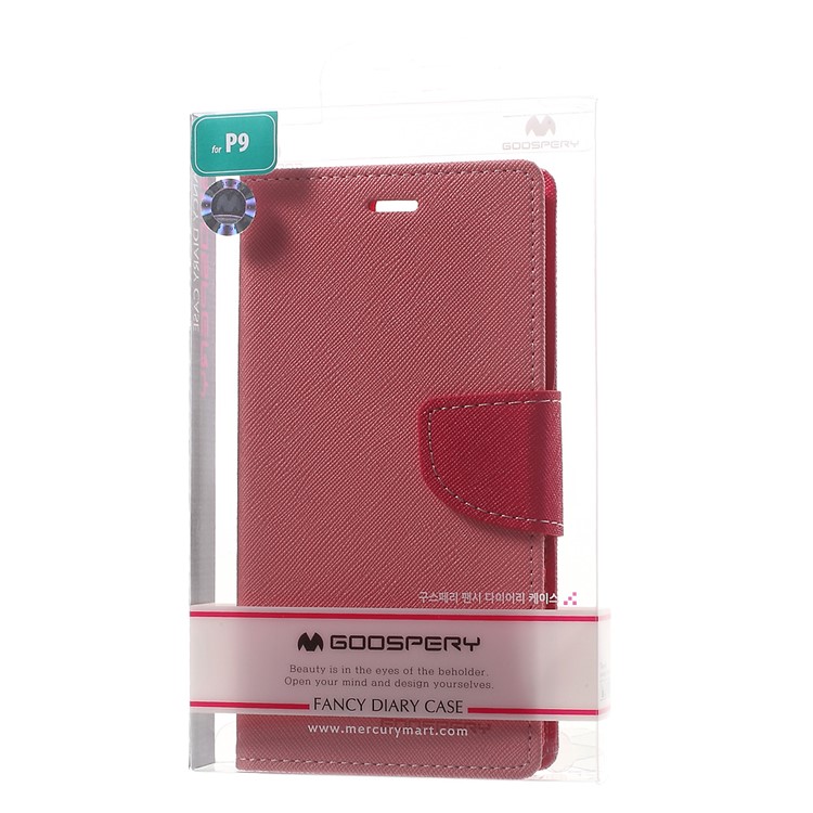MERCURY GOOSPERY Leather Wallet Cover for Huawei P9 - Pink-10
