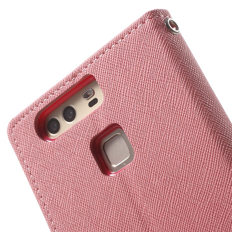 MERCURY GOOSPERY Leather Wallet Cover for Huawei P9 - Pink-8