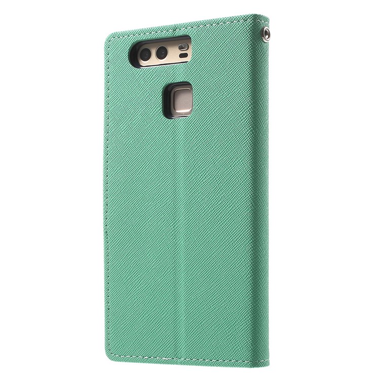MERCURY GOOSPERY Leather Wallet Flip Cover for Huawei P9 - Cyan-2