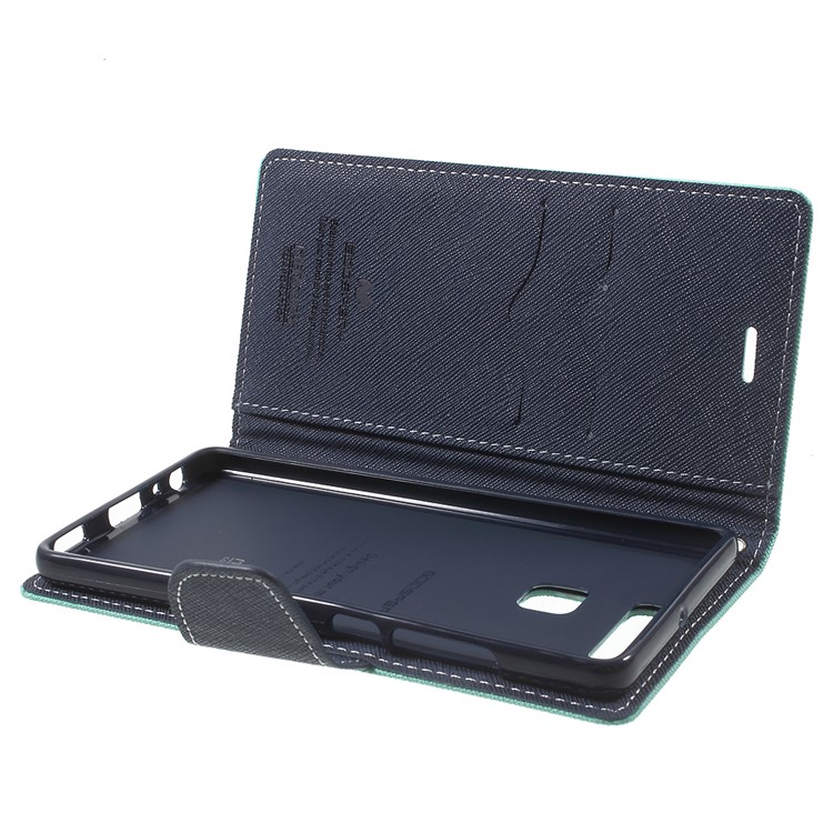 MERCURY GOOSPERY Leather Wallet Flip Cover for Huawei P9 - Cyan-6