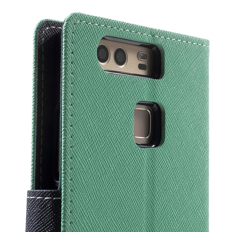 MERCURY GOOSPERY Leather Wallet Flip Cover for Huawei P9 - Cyan-9