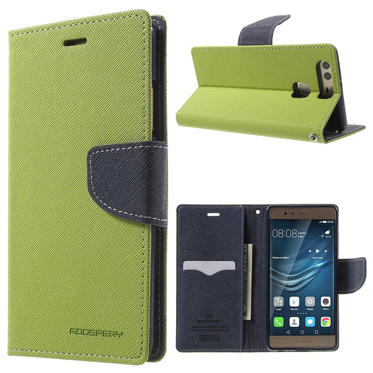 MERCURY GOOSPERY Leather Wallet Phone Cover for Huawei P9 - Green-1