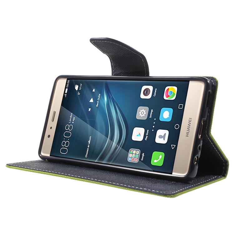 MERCURY GOOSPERY Leather Wallet Phone Cover for Huawei P9 - Green-3