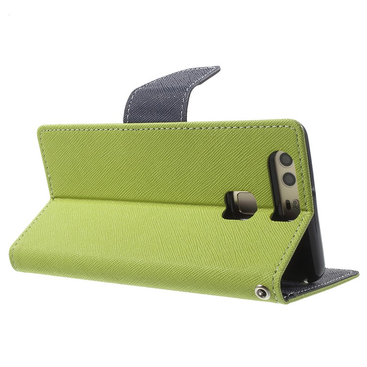 MERCURY GOOSPERY Leather Wallet Phone Cover for Huawei P9 - Green-4