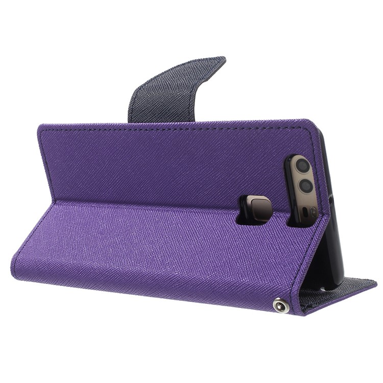 MERCURY GOOSPERY Leather Wallet Stand Cover for Huawei P9 - Purple-4
